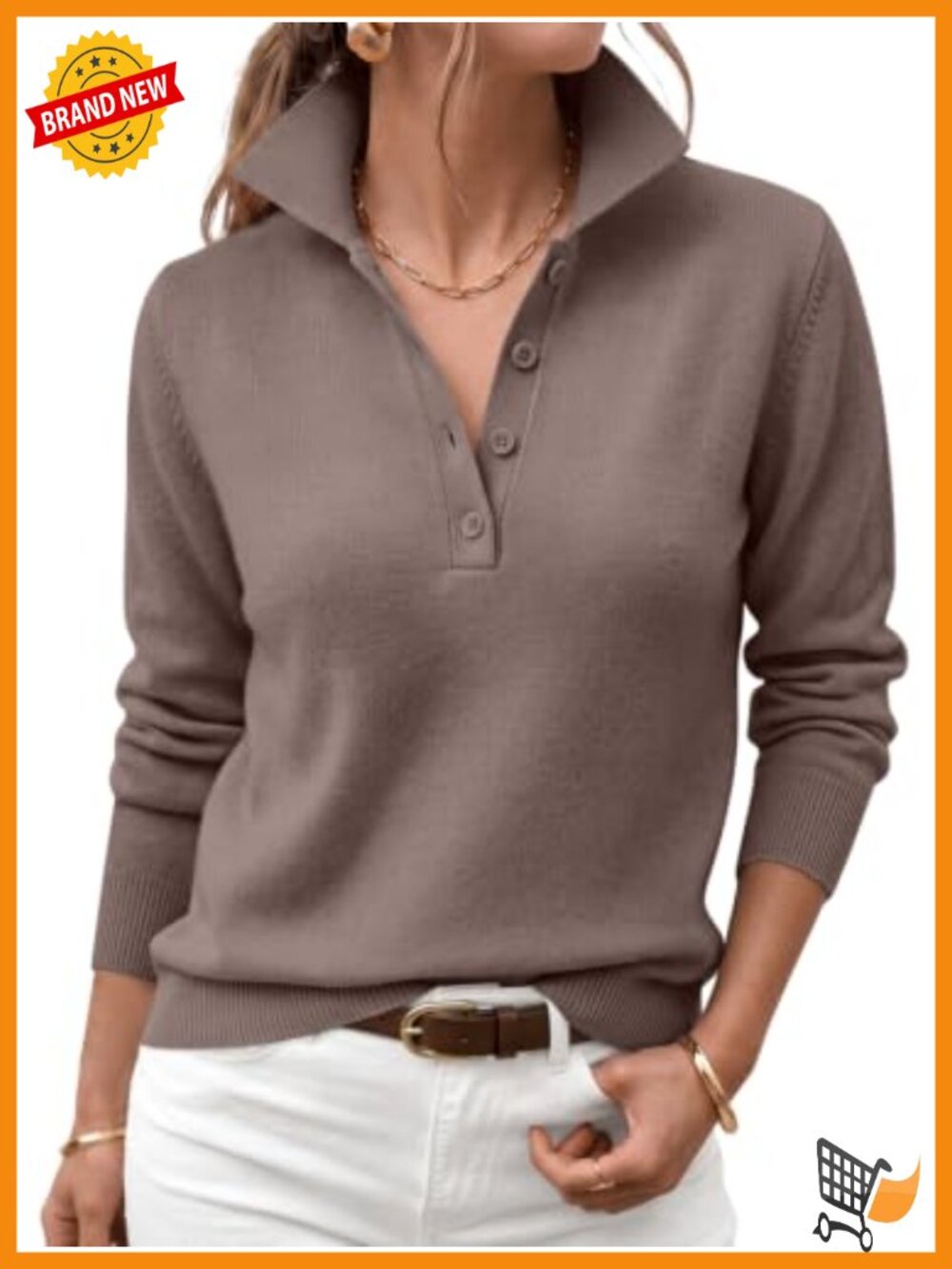 LILLUSORY Womens Polo Knit Sweater Viscose Blend Button Collared Pullover